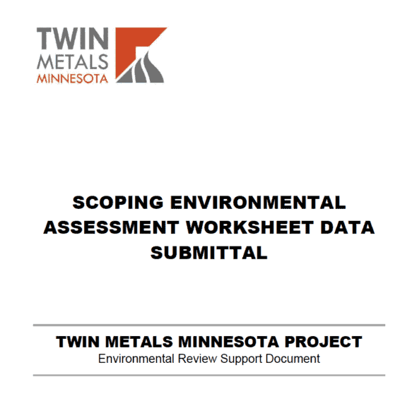 Twin Metals Minnesota SEAW data submittal