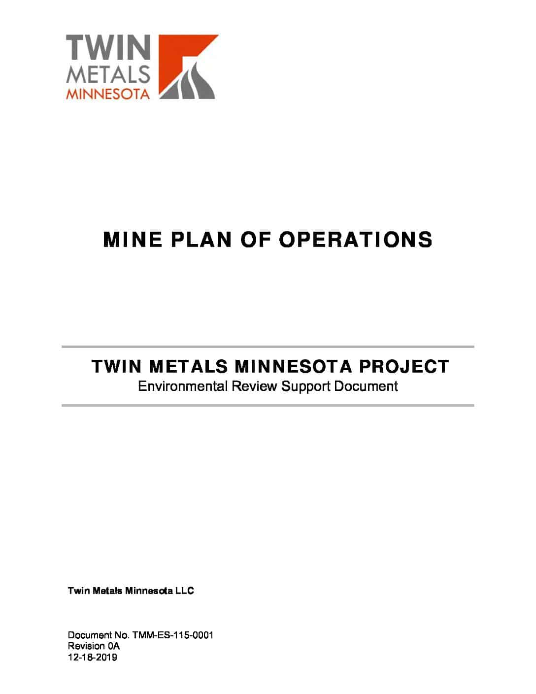 Twin Metals Minnesota Mine Plan of Operations