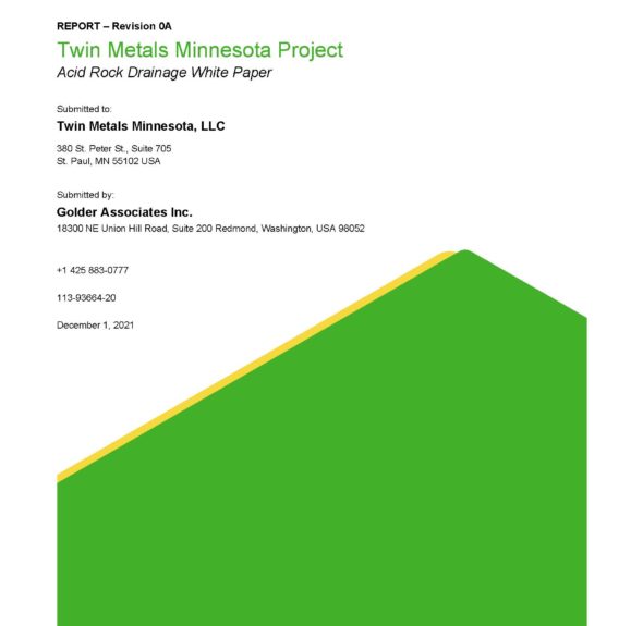 Twin Metals Minnesota Project Acid Rock Drainage White Paper